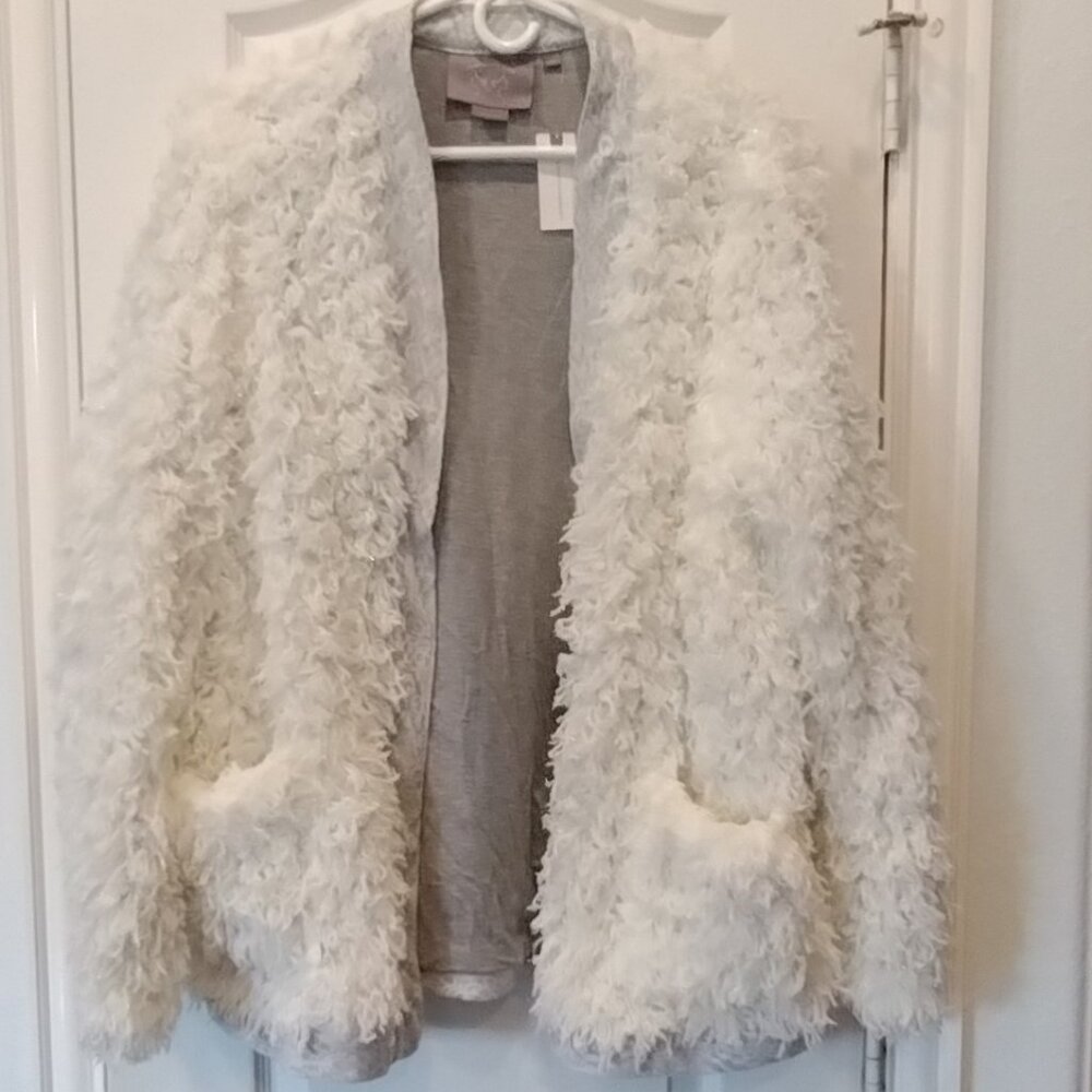 NWT Anthropologie Vanessa Virginia Shaggy Sparkly Jacket M/L - Picture 1 of 10